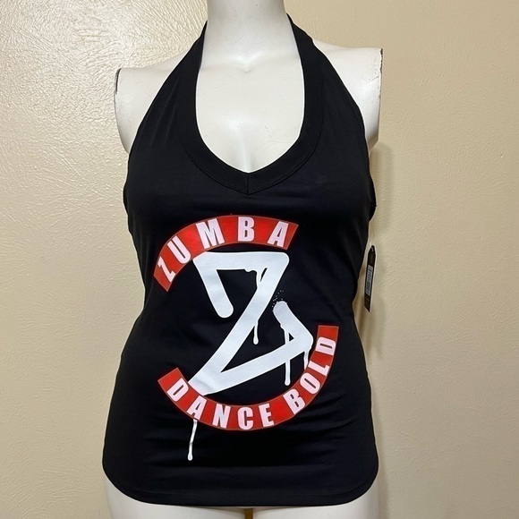 ZUMBA DANCE BOLD halter tank top Black Medium Nwt - Picture 1 of 6